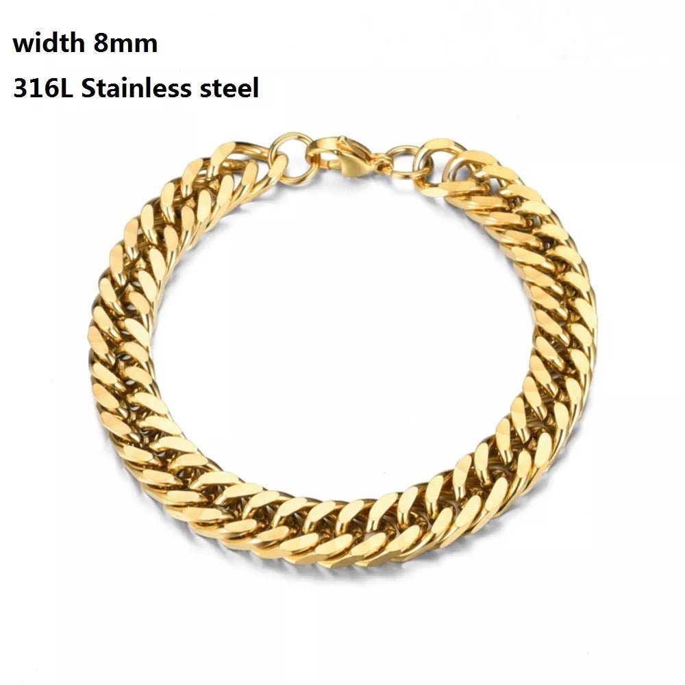 Bracelet Vintage à Chaîne Cubaine En Acier Inoxydable 316L Pour Hommes Et Femmes - Bijoux De Lune