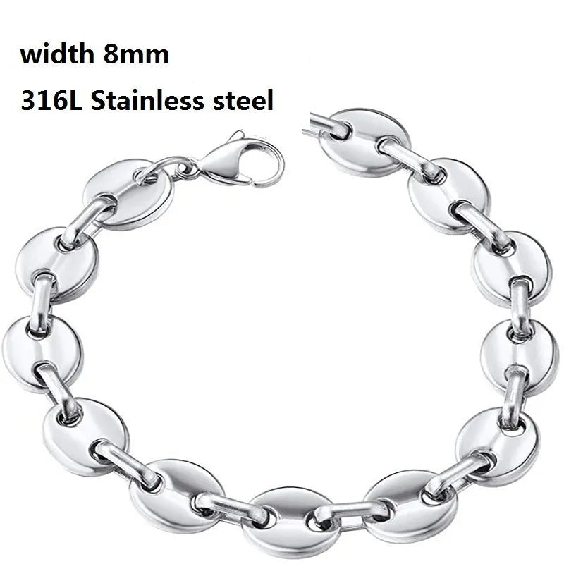 Bracelet Vintage à Chaîne Cubaine En Acier Inoxydable 316L Pour Hommes Et Femmes - Bijoux De Lune