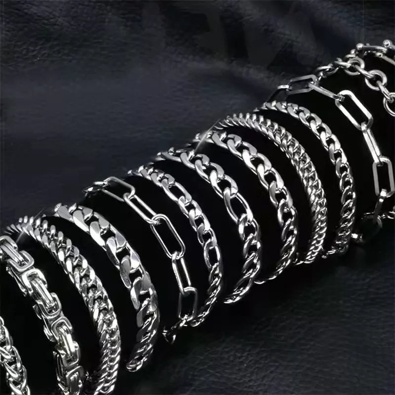 Bracelet Vintage à Chaîne Cubaine En Acier Inoxydable 316L Pour Hommes Et Femmes - Bijoux De Lune