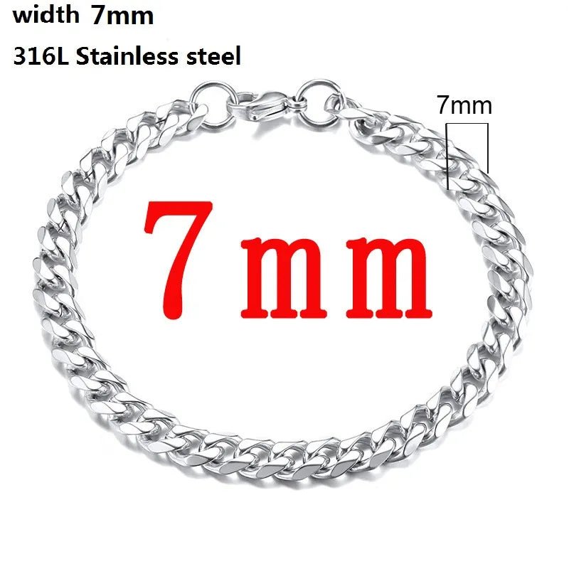 Bracelet Vintage à Chaîne Cubaine En Acier Inoxydable 316L Pour Hommes Et Femmes - Bijoux De Lune