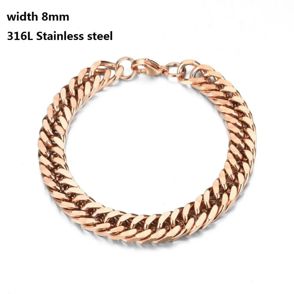 Bracelet Vintage à Chaîne Cubaine En Acier Inoxydable 316L Pour Hommes Et Femmes - Bijoux De Lune