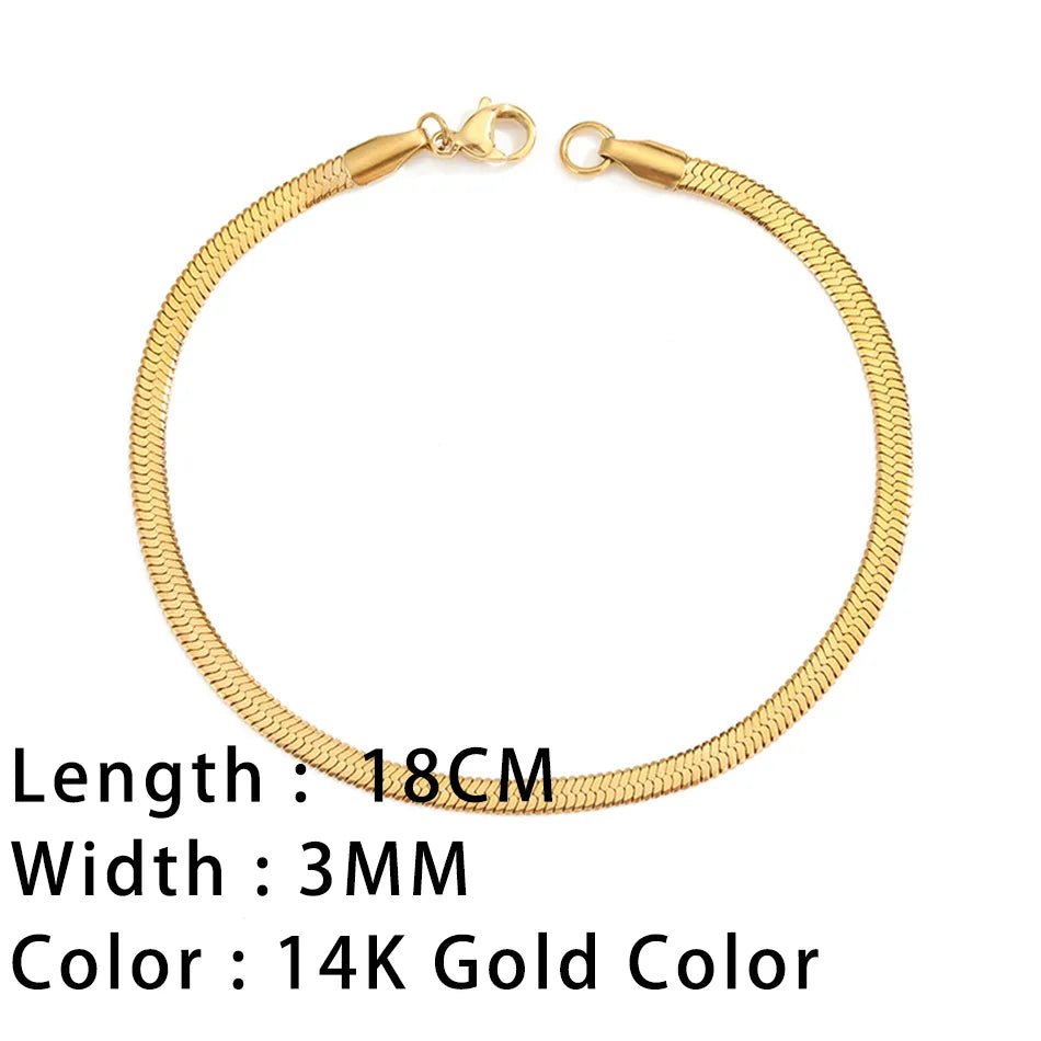 Bracelets En Acier Inoxydable Pour Femmes Chaîne Cubaine En Serpent Or, Argent, Or Rose - Bijoux De Lune