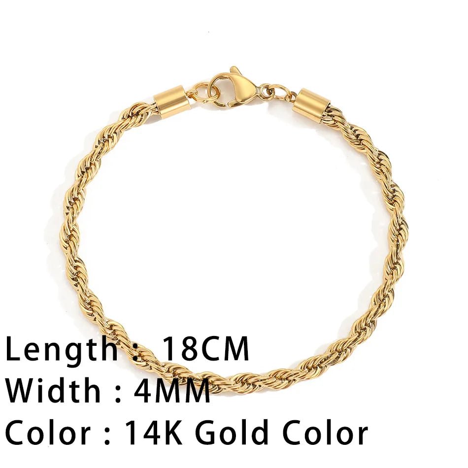 Bracelets En Acier Inoxydable Pour Femmes Chaîne Cubaine En Serpent Or, Argent, Or Rose - Bijoux De Lune
