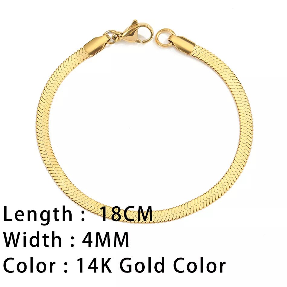 Bracelets En Acier Inoxydable Pour Femmes Chaîne Cubaine En Serpent Or, Argent, Or Rose - Bijoux De Lune