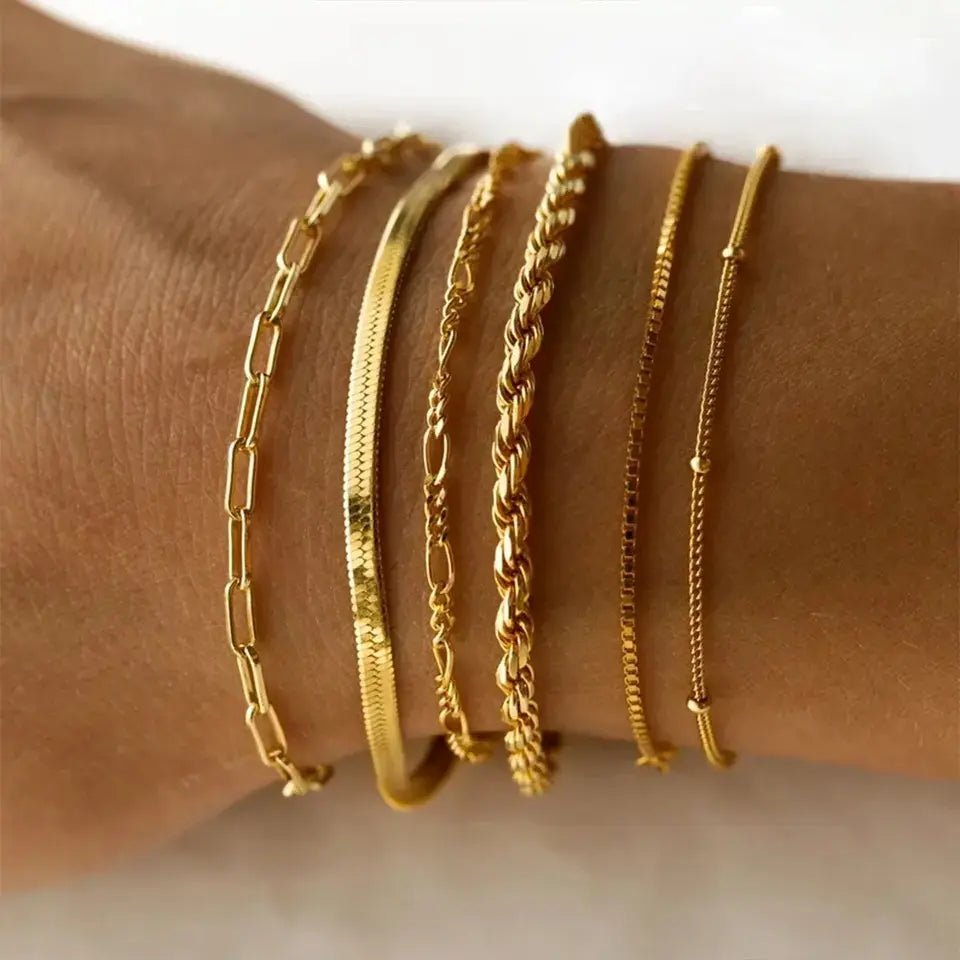 Bracelets En Acier Inoxydable Pour Femmes Chaîne Cubaine En Serpent Or, Argent, Or Rose - Bijoux De Lune