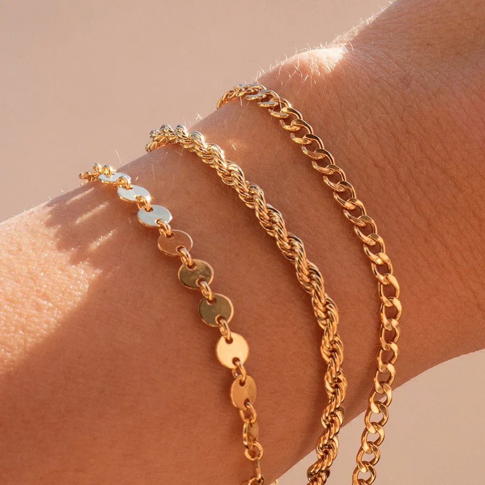 Bracelets En Acier Inoxydable Pour Femmes Chaîne Cubaine En Serpent Or, Argent, Or Rose - Bijoux De Lune