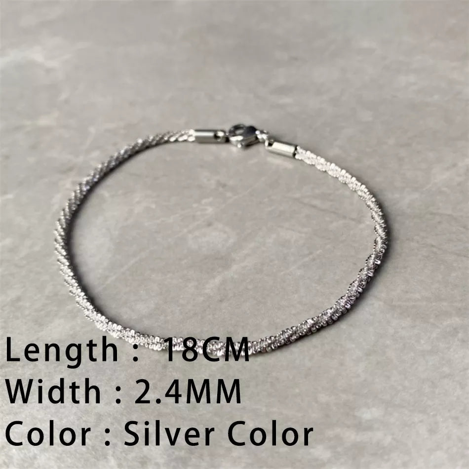 Bracelets En Acier Inoxydable Pour Femmes Chaîne Cubaine En Serpent Or, Argent, Or Rose - Bijoux De Lune