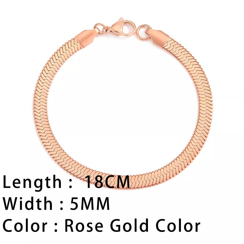Bracelets En Acier Inoxydable Pour Femmes Chaîne Cubaine En Serpent Or, Argent, Or Rose - Bijoux De Lune