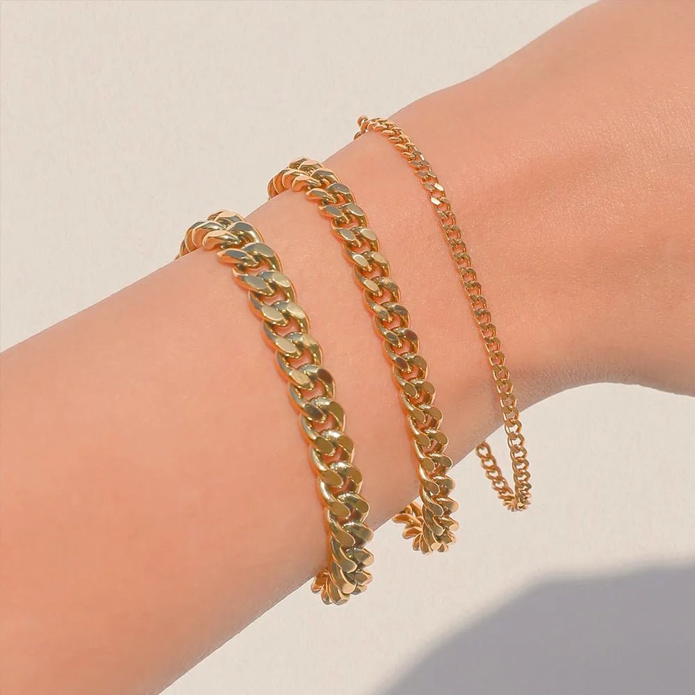 Bracelets En Acier Inoxydable Pour Femmes Chaîne Cubaine En Serpent Or, Argent, Or Rose - Bijoux De Lune