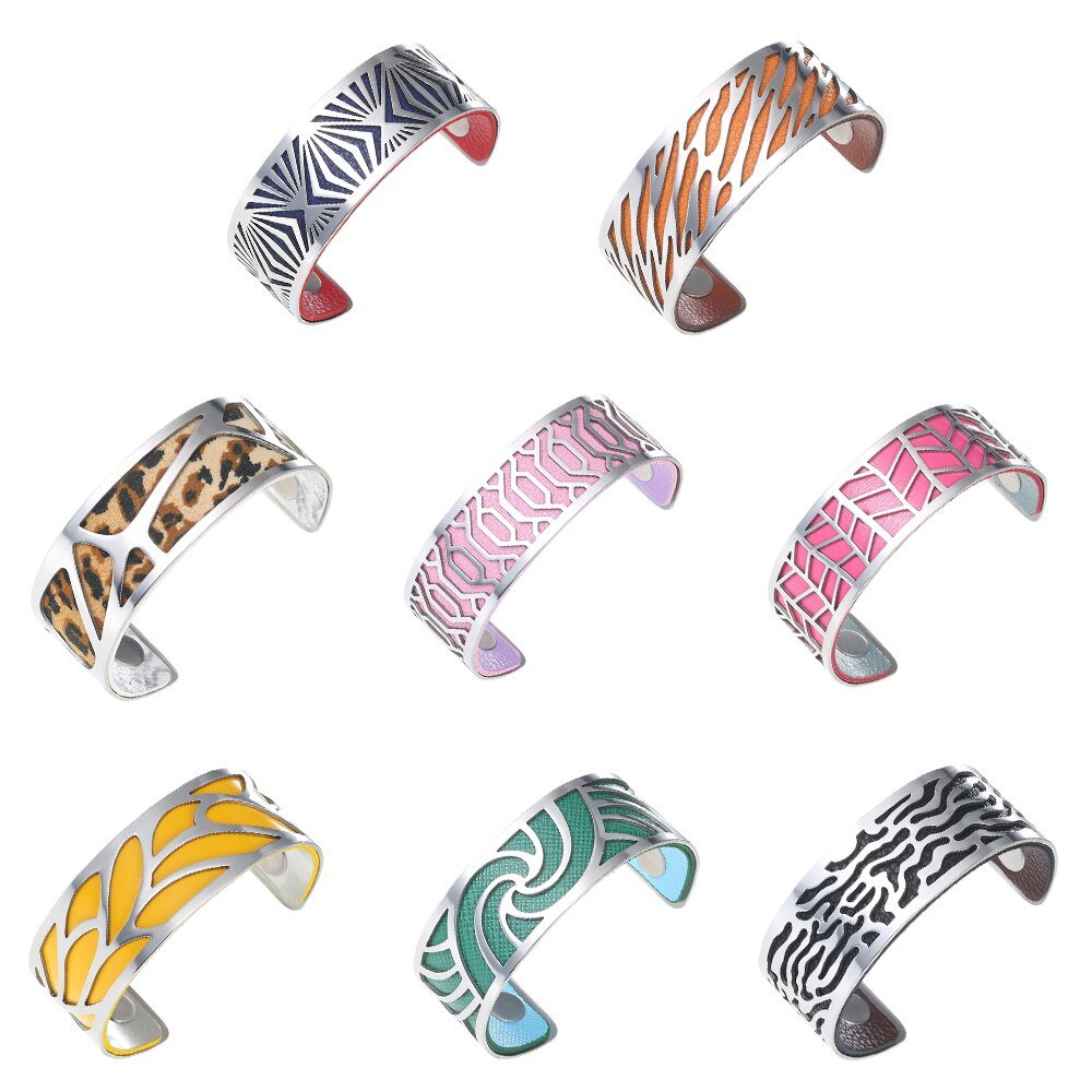 Bracelets Manchettes Femme à Motif Géométrique Abstrait Multicolore Personnalisable - Bijoux De Lune