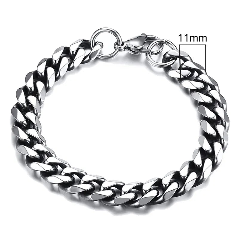 Chaîne à Maillons Cubains En Acier Inoxydable Bracelet Pour Hommes - Bijoux De Lune