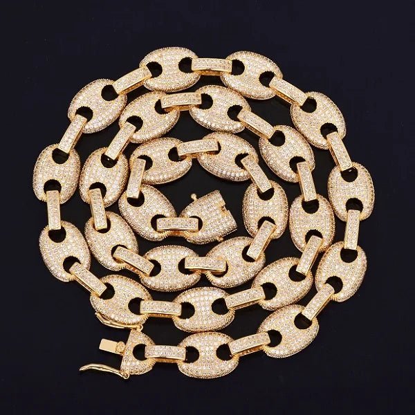 Collier Graine De Café À Maillons Cubains Plaqué Or - Bijoux De Lune