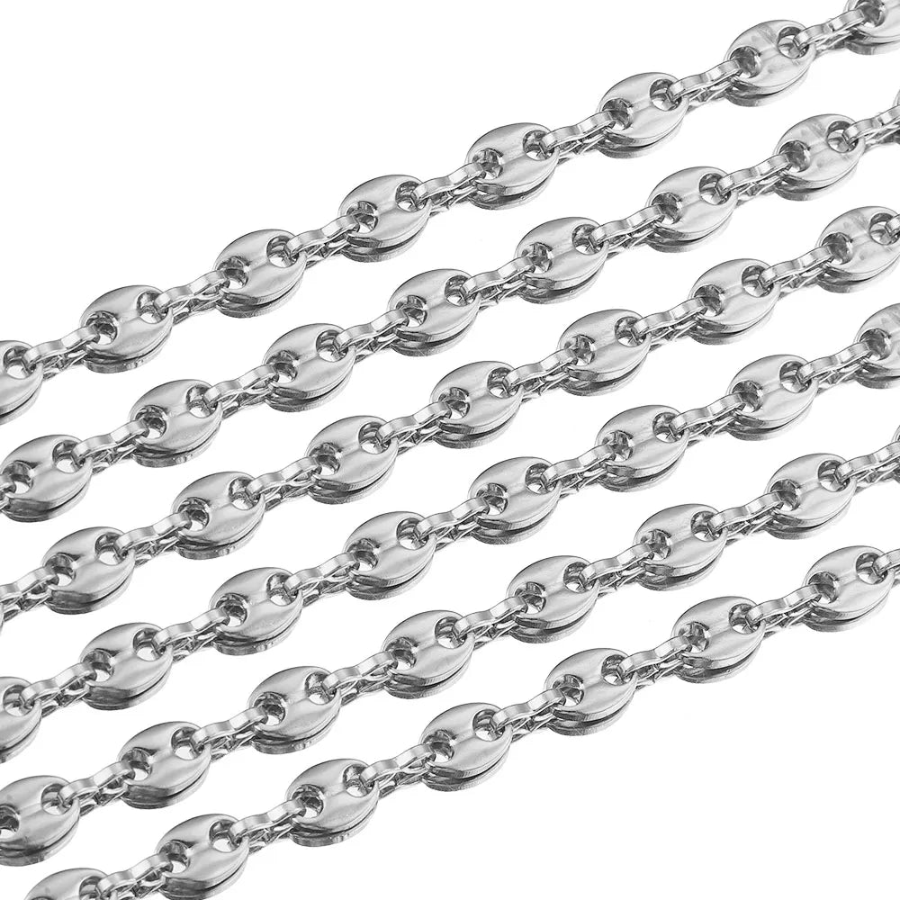 Collier Graine De Café En Acier Inoxydable Et Doré 1M - Bijoux De Lune