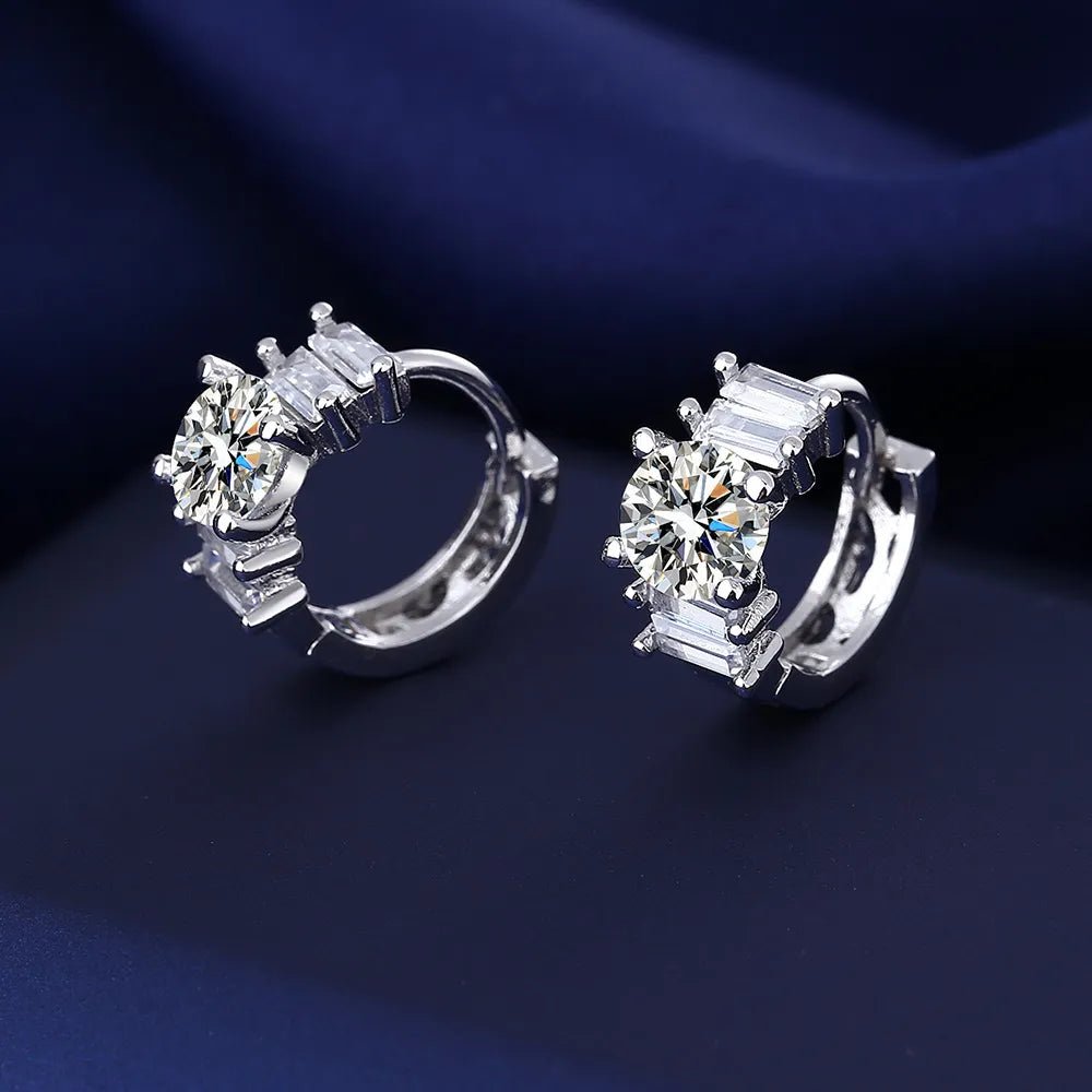 Creole Argent Boucles D'oreilles En Avec Petits Cristaux de Zircon Avec Motifs De Fleurs - Bijoux De Lune