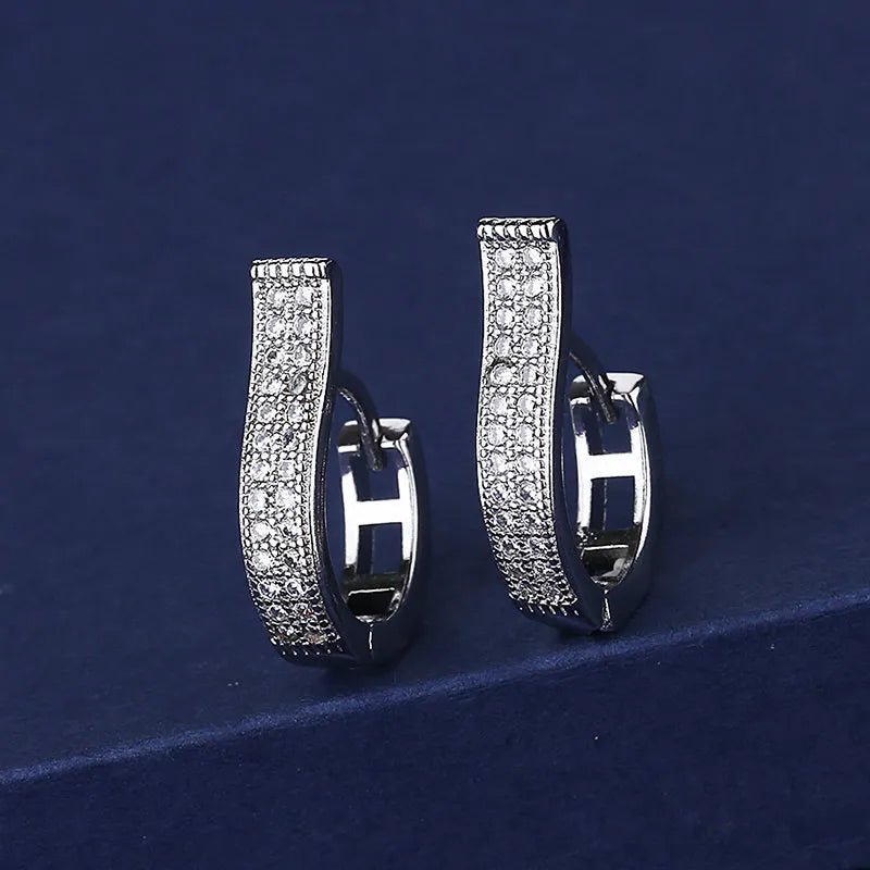 Creole Argent Boucles D'oreilles En Avec Petits Cristaux de Zircon Avec Motifs De Fleurs - Bijoux De Lune