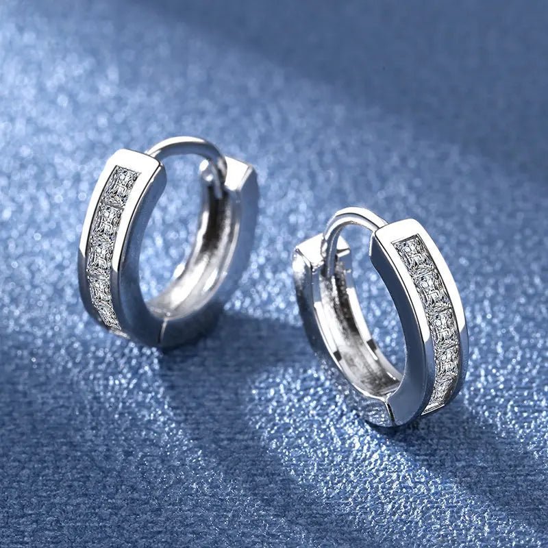 Creole Argent Boucles D'oreilles En Avec Petits Cristaux de Zircon Avec Motifs De Fleurs - Bijoux De Lune
