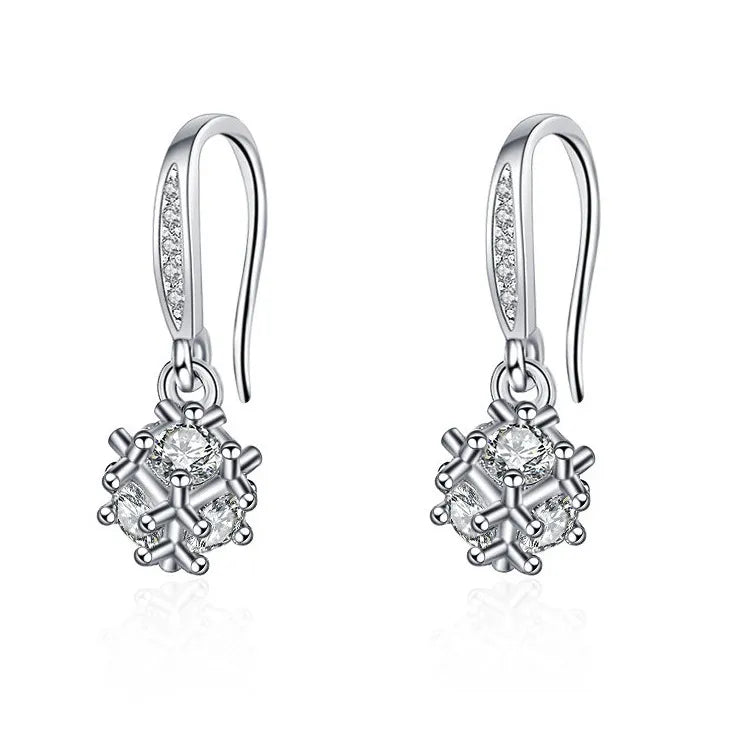 Creole Argent Boucles D'oreilles En Avec Petits Cristaux de Zircon Avec Motifs De Fleurs - Bijoux De Lune