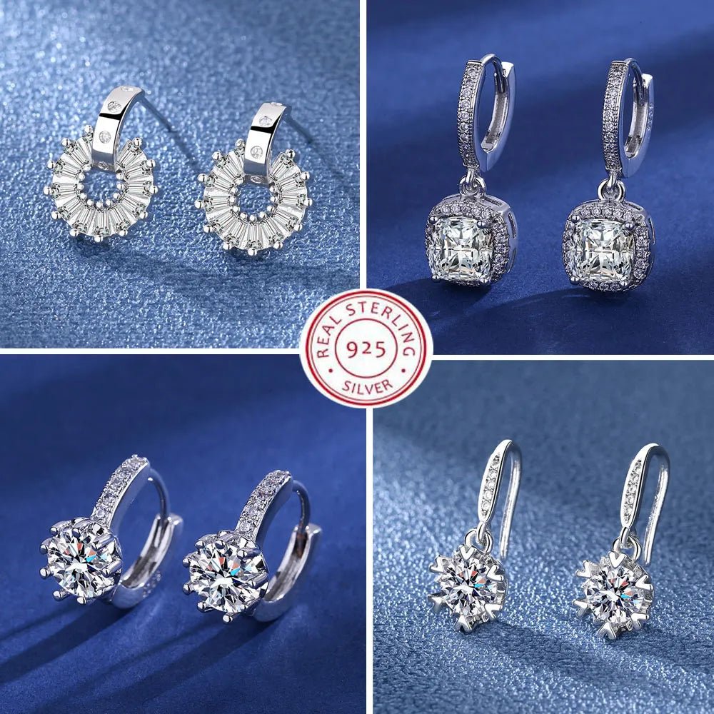 Creole Argent Boucles D'oreilles En Avec Petits Cristaux de Zircon Avec Motifs De Fleurs - Bijoux De Lune