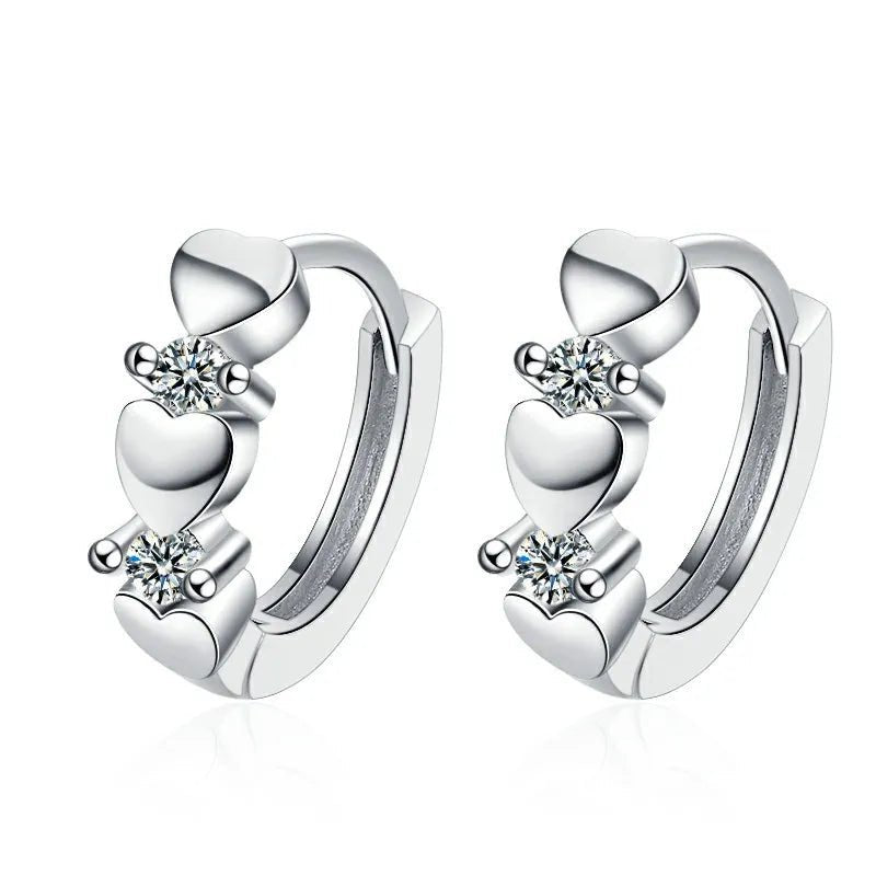 Creole Argent Boucles D'oreilles En Avec Petits Cristaux de Zircon Avec Motifs De Fleurs - Bijoux De Lune