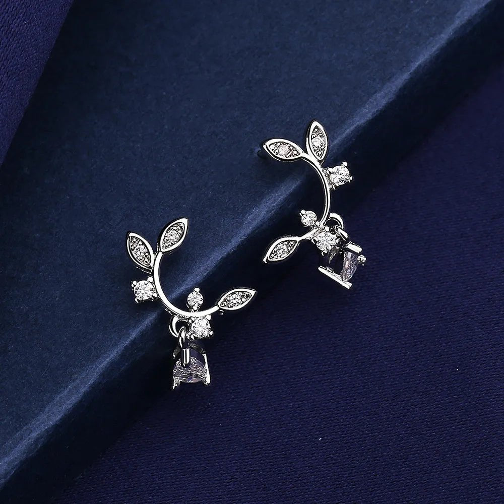 Creole Argent Boucles D'oreilles En Avec Petits Cristaux de Zircon Avec Motifs De Fleurs - Bijoux De Lune