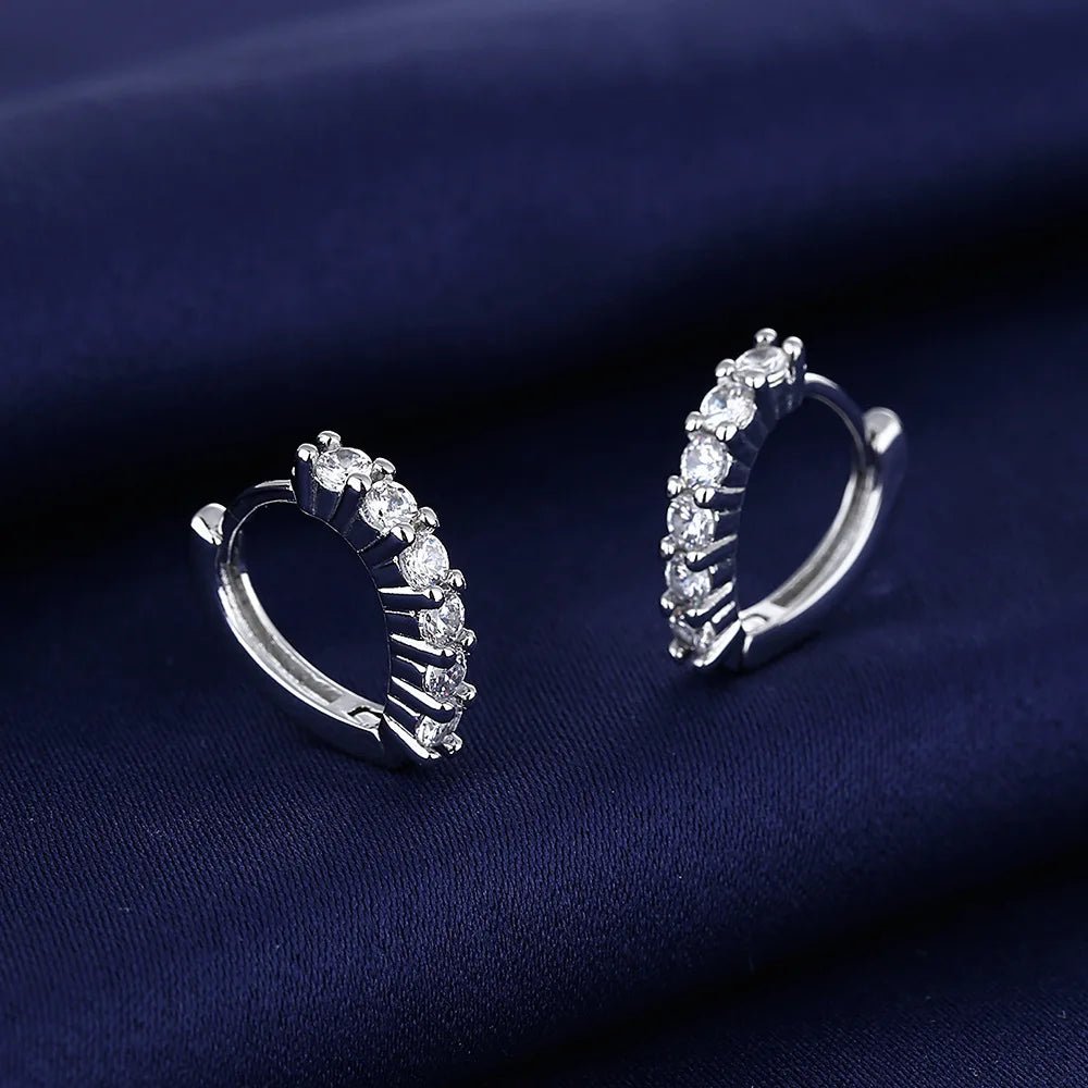 Creole Argent Boucles D'oreilles En Avec Petits Cristaux de Zircon Avec Motifs De Fleurs - Bijoux De Lune