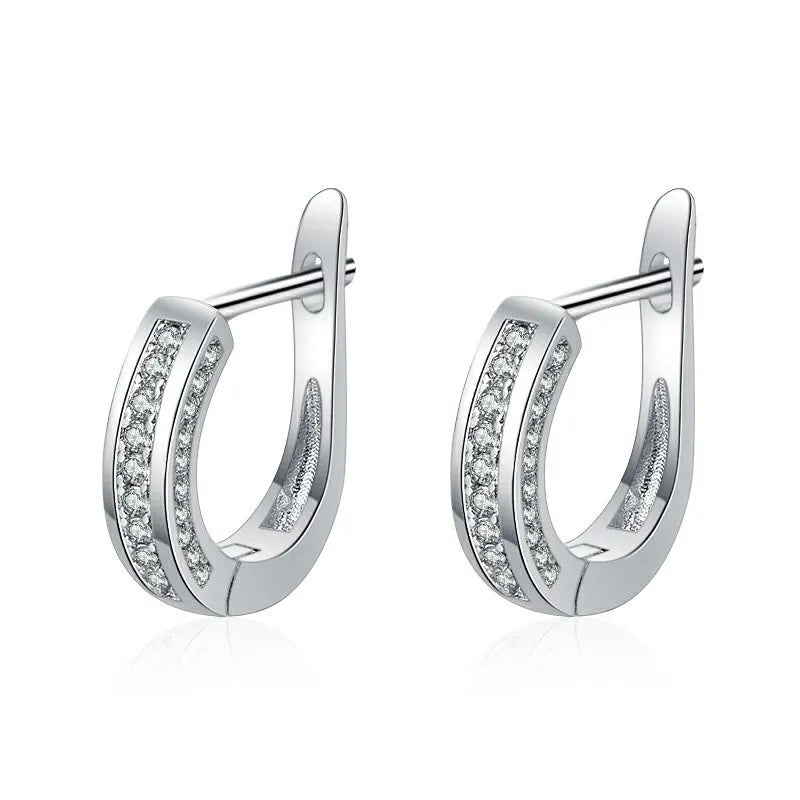 Creole Argent Boucles D'oreilles En Avec Petits Cristaux de Zircon Avec Motifs De Fleurs - Bijoux De Lune