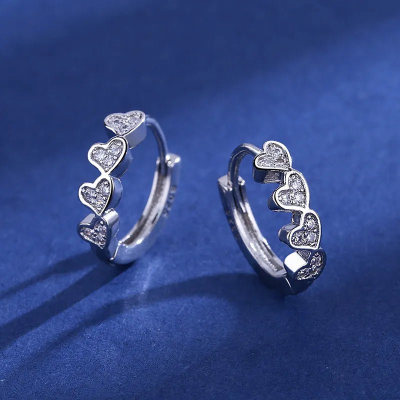 Creole Argent Boucles D'oreilles En Avec Petits Cristaux de Zircon Avec Motifs De Fleurs - Bijoux De Lune