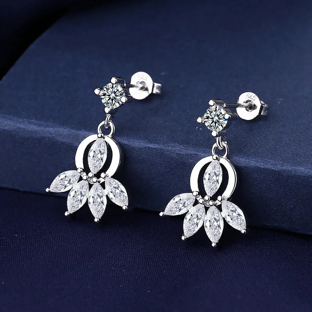 Creole Argent Boucles D'oreilles En Avec Petits Cristaux de Zircon Avec Motifs De Fleurs - Bijoux De Lune