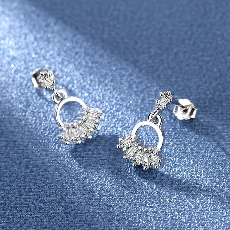 Creole Argent Boucles D'oreilles En Avec Petits Cristaux de Zircon Avec Motifs De Fleurs - Bijoux De Lune