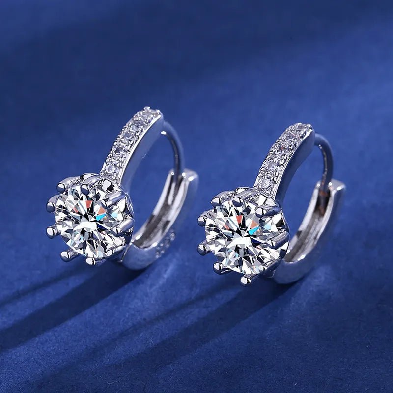 Creole Argent Boucles D'oreilles En Avec Petits Cristaux de Zircon Avec Motifs De Fleurs - Bijoux De Lune