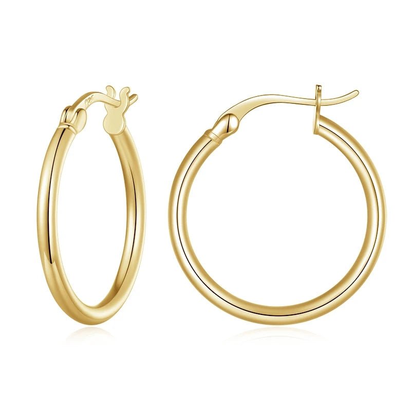 Creole Argent Boucles D'oreilles En Sterling 925 Plaqué Or - Bijoux De Lune