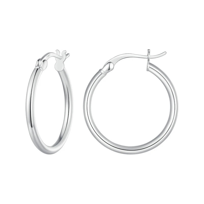 Creole Argent Boucles D'oreilles En Sterling 925 Plaqué Or - Bijoux De Lune
