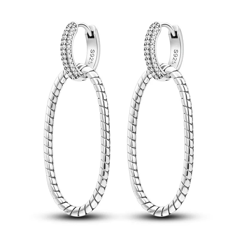 Créole Argent Zircon Boucles D'oreilles En Sterling 925 - Bijoux De Lune