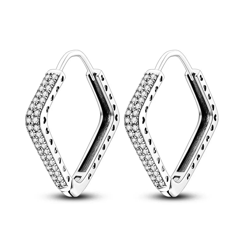 Créole Argent Zircon Boucles D'oreilles En Sterling 925 - Bijoux De Lune