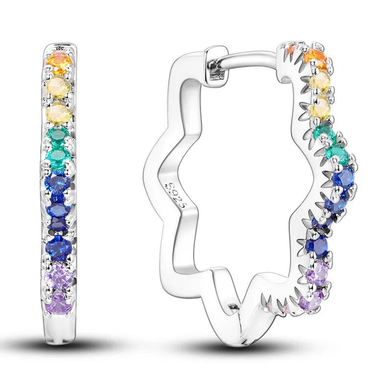 Créole Argent Zircon Boucles D'oreilles En Sterling 925 - Bijoux De Lune