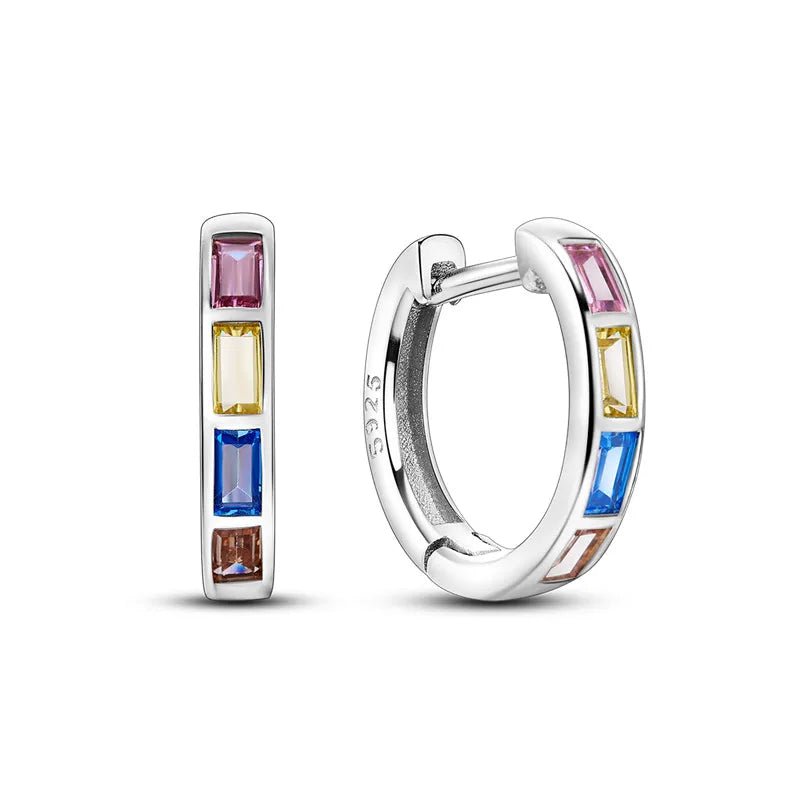 Créole Argent Zircon Boucles D'oreilles En Sterling 925 - Bijoux De Lune