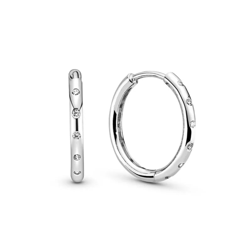 Créole Argent Zircon Boucles D'oreilles En Sterling 925 - Bijoux De Lune