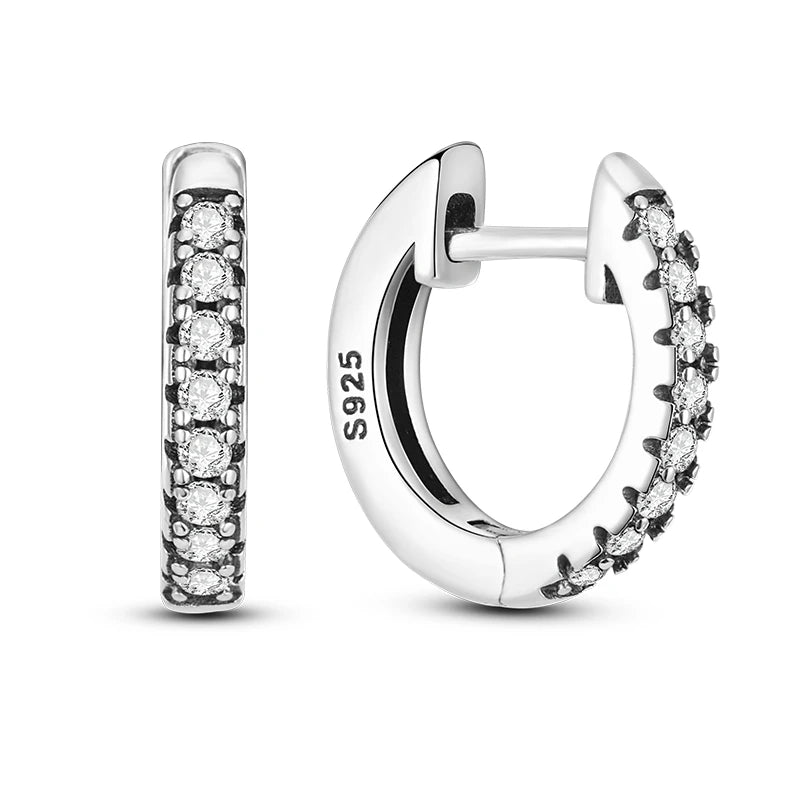 Créole Argent Zircon Boucles D'oreilles En Sterling 925 - Bijoux De Lune