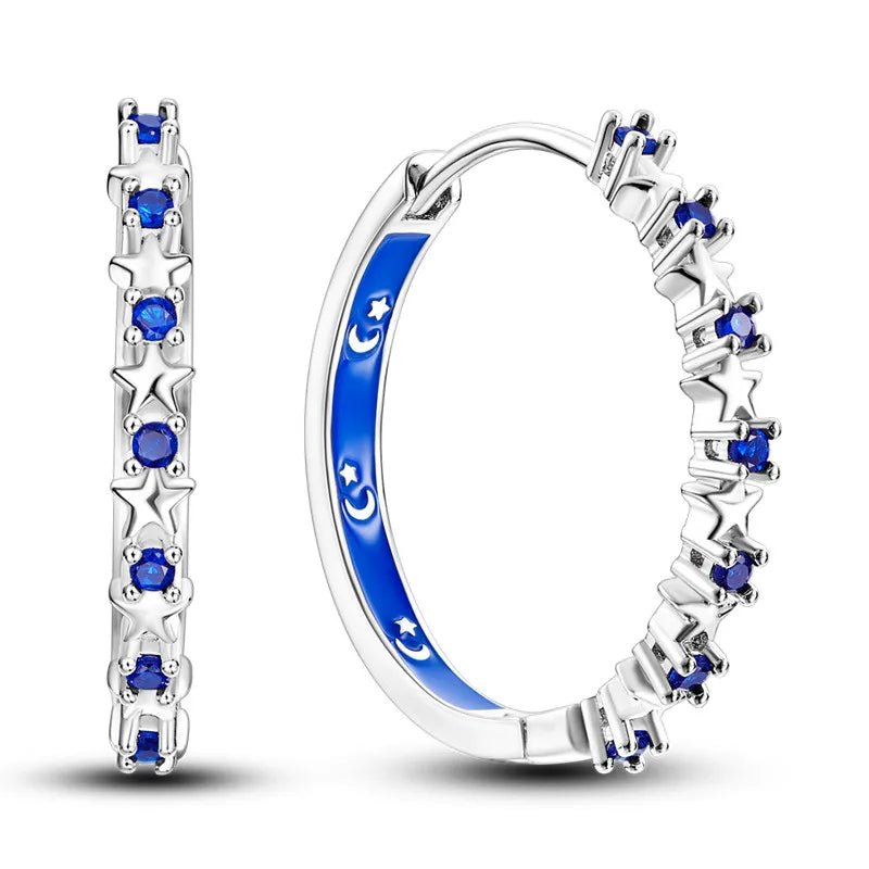 Créole Argent Zircon Boucles D'oreilles En Sterling 925 - Bijoux De Lune