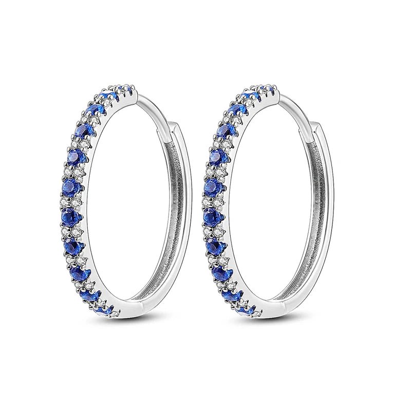 Créole Argent Zircon Boucles D'oreilles En Sterling 925 - Bijoux De Lune