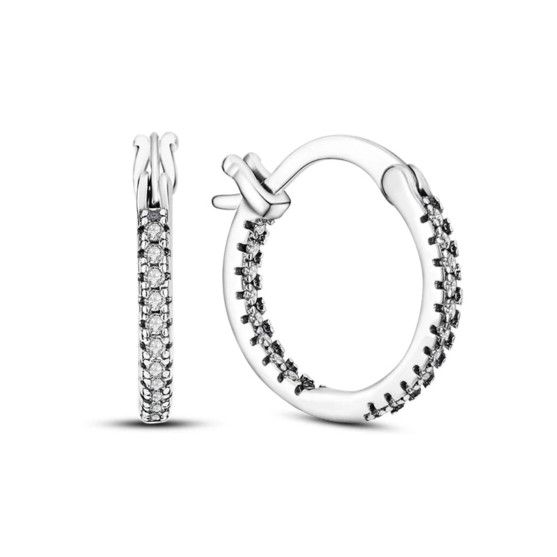 Créole Argent Zircon Boucles D'oreilles En Sterling 925 - Bijoux De Lune