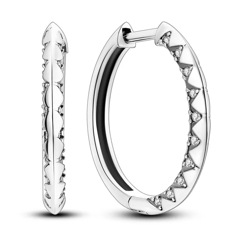 Créole Argent Zircon Boucles D'oreilles En Sterling 925 - Bijoux De Lune