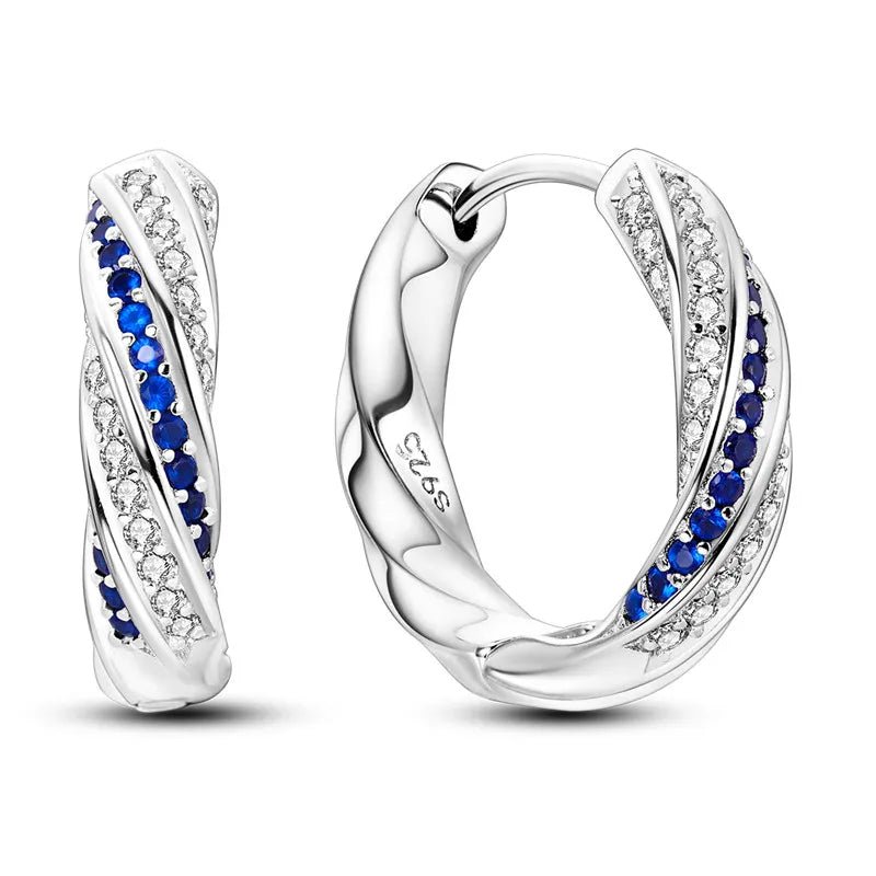 Créole Argent Zircon Boucles D'oreilles En Sterling 925 - Bijoux De Lune