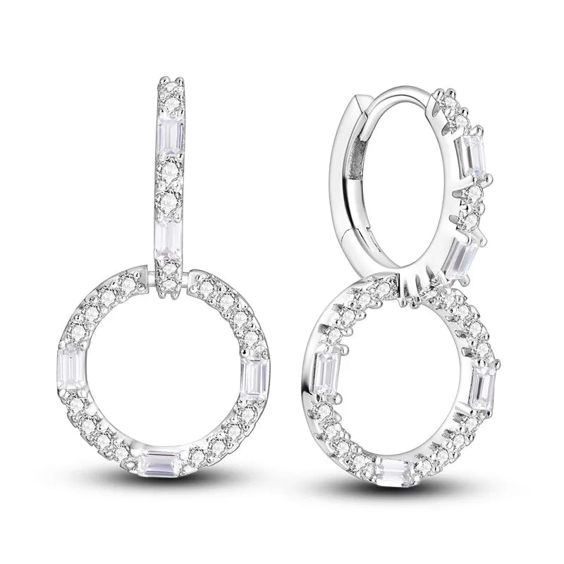 Créole Argent Zircon Boucles D'oreilles En Sterling 925 - Bijoux De Lune