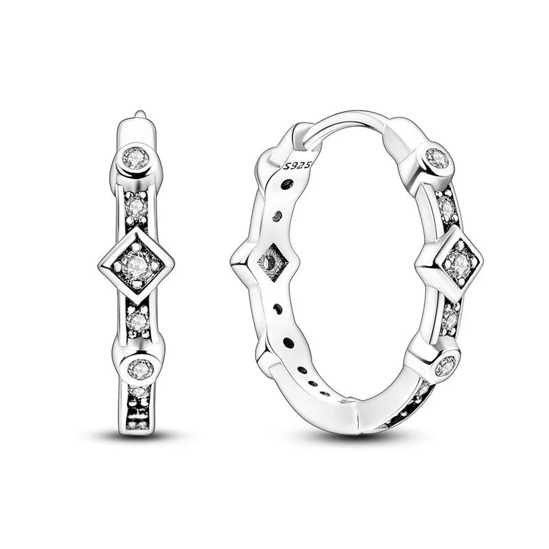 Créole Argent Zircon Boucles D'oreilles En Sterling 925 - Bijoux De Lune