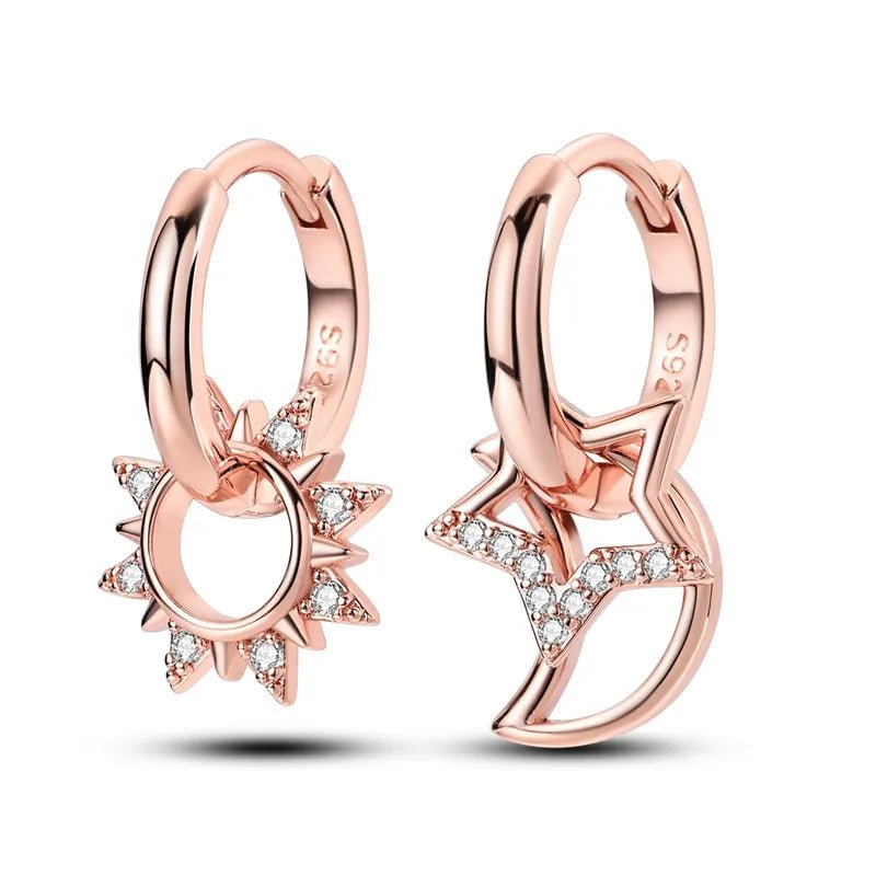 Créole Argent Zircon Boucles D'oreilles En Sterling 925 - Bijoux De Lune