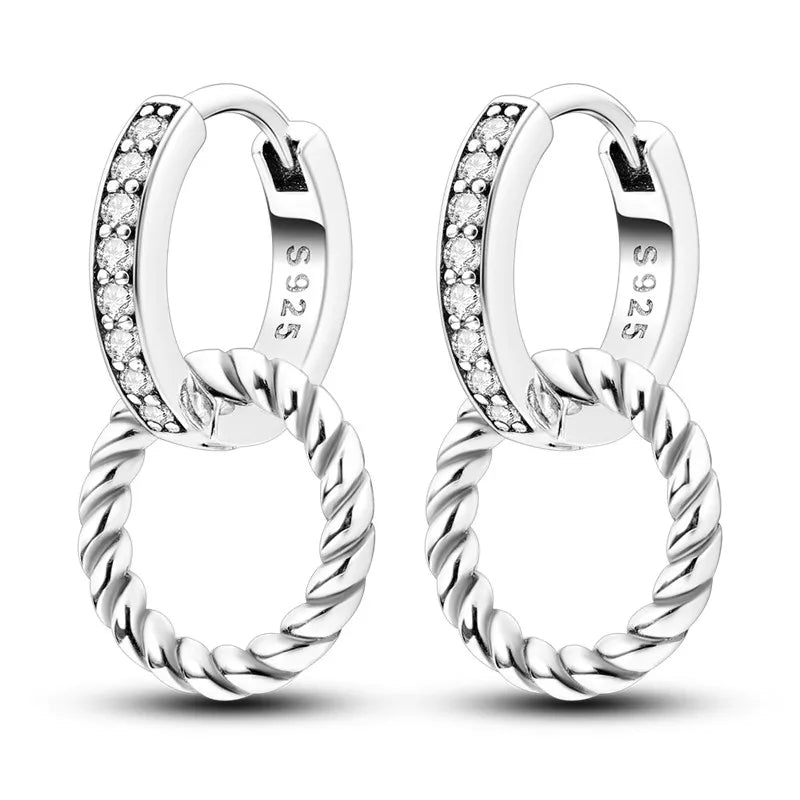 Créole Argent Zircon Boucles D'oreilles En Sterling 925 - Bijoux De Lune