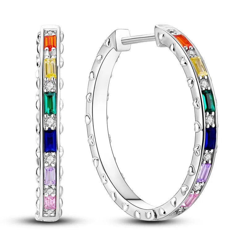 Créole Argent Zircon Boucles D'oreilles En Sterling 925 - Bijoux De Lune