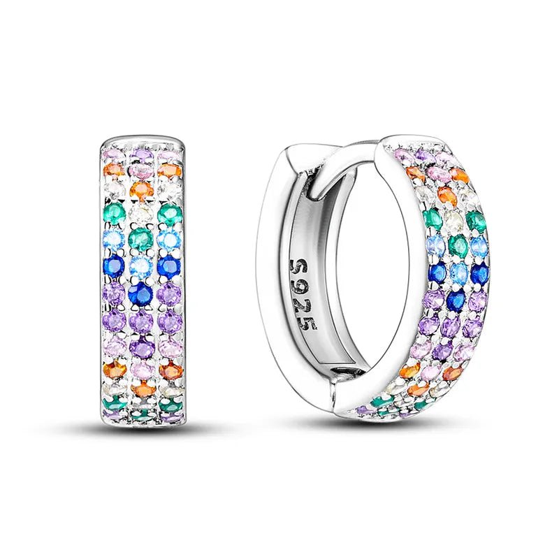 Créole Argent Zircon Boucles D'oreilles En Sterling 925 - Bijoux De Lune
