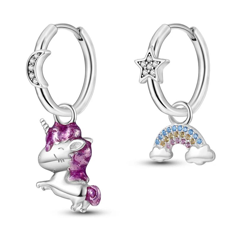 Créole Argent Zircon Boucles D'oreilles En Sterling 925 Avec Différents Symboles - Bijoux De Lune